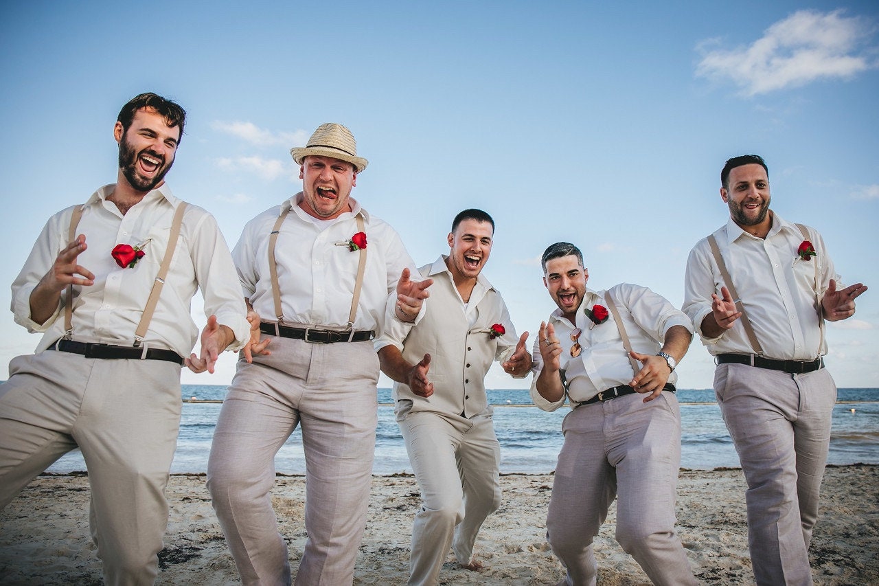 Blush Bow tie & Suspenders | Champagne Tan Braces, Petal Bow Tie, Pocket Square, Ring Bearer Outfit, Boho Wedding