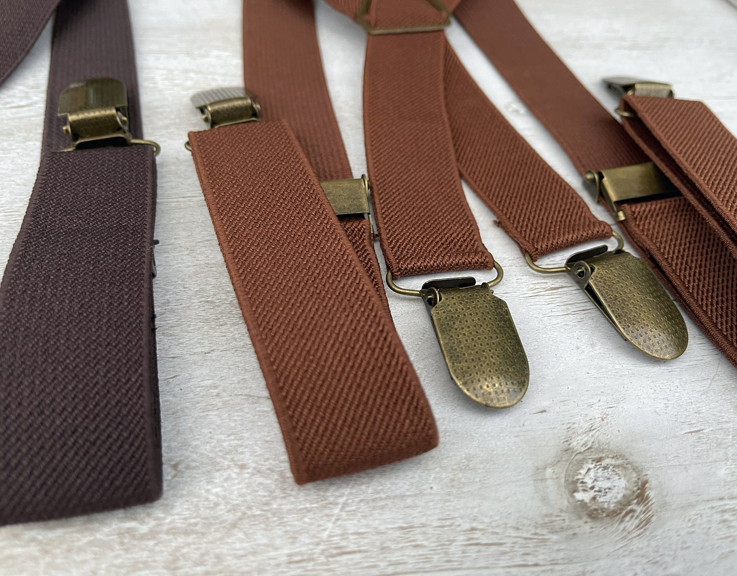 Eucalyptus Bow Tie | Brown X-Back Suspenders | Men's Pocket Square - Perfect Groomsmen Wedding Outfit and Ring Bearer Gift
