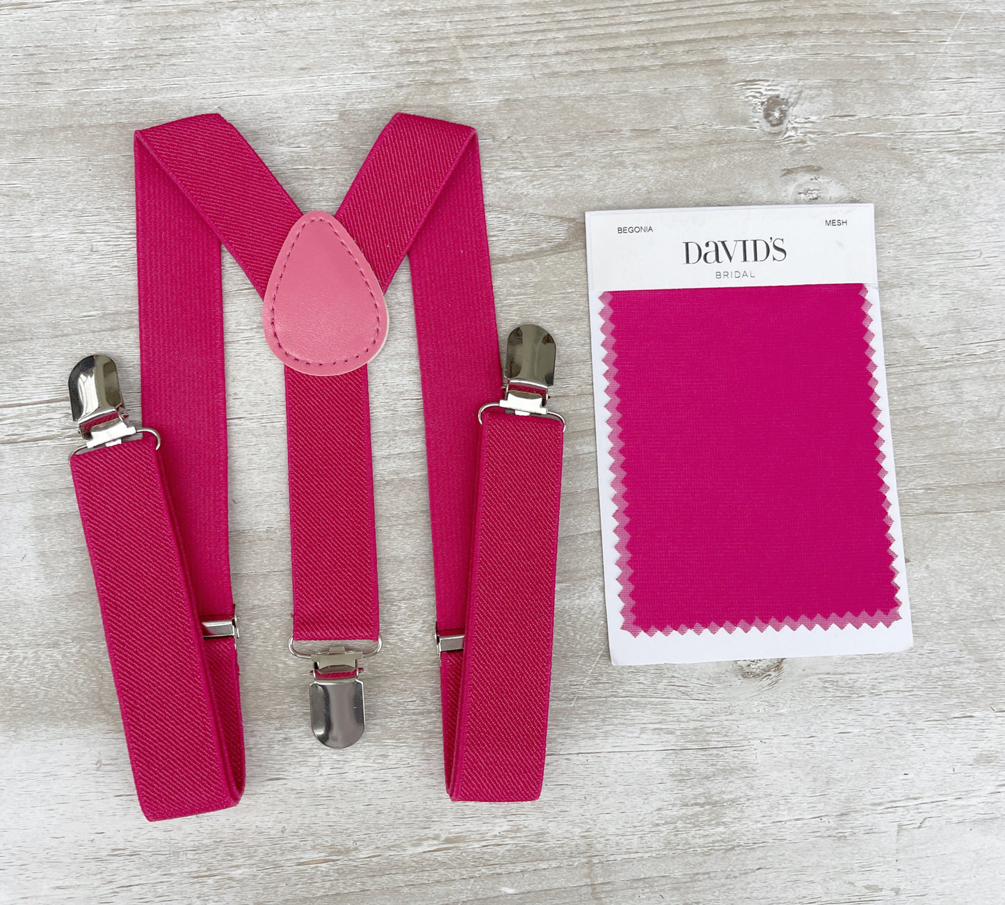 Fuchsia Pink Bow Tie | Suspenders | and Pocket Square Set for Men - Perfect Wedding Groomsmen Gift and Ring Bearer Accessory