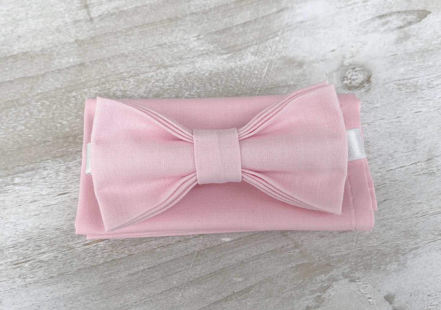 Light Gray Suspenders and Baby Pink Bow Tie Set with Men's Pocket Square - Perfect Groomsmen Gift and Wedding Groom Outfit Accessory