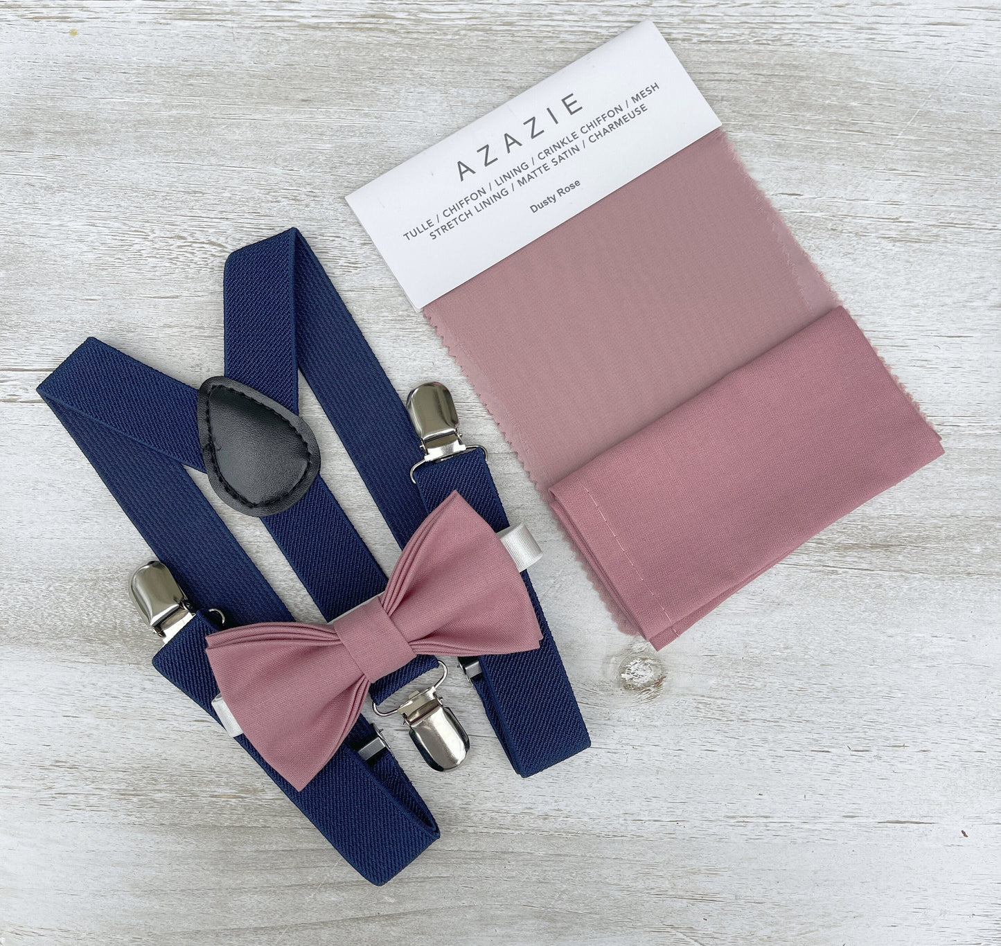 Dusty Rose Bow Tie & Suspenders – All Sizes for Men and Boys, Navy Braces, Pocket Square, Ring Bearer, Groomsman Gift, Boho Barn Wedding