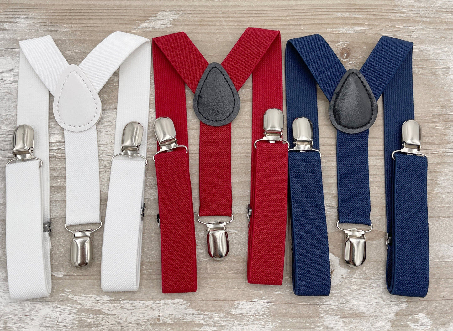 Navy Blue Men's Suspenders for Wedding | Groomsmen | Ring Bearer - White Baptism Outfit