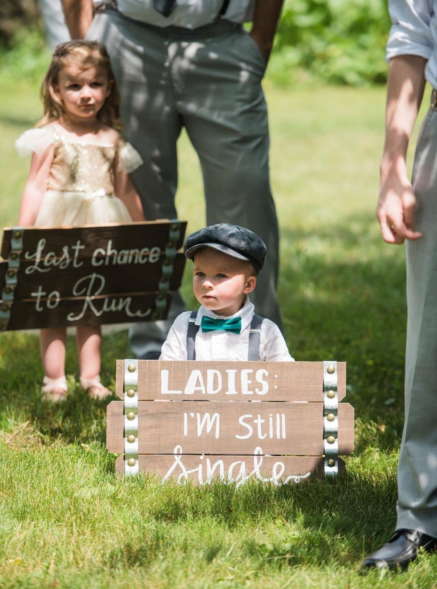 Gray Boys' and Men's Flat Hat | Applejack Newsboy Cap | Gray Linen Bow Tie | and Suspenders Set for Wedding Ring Bearer Outfit with Fall Swag Hat