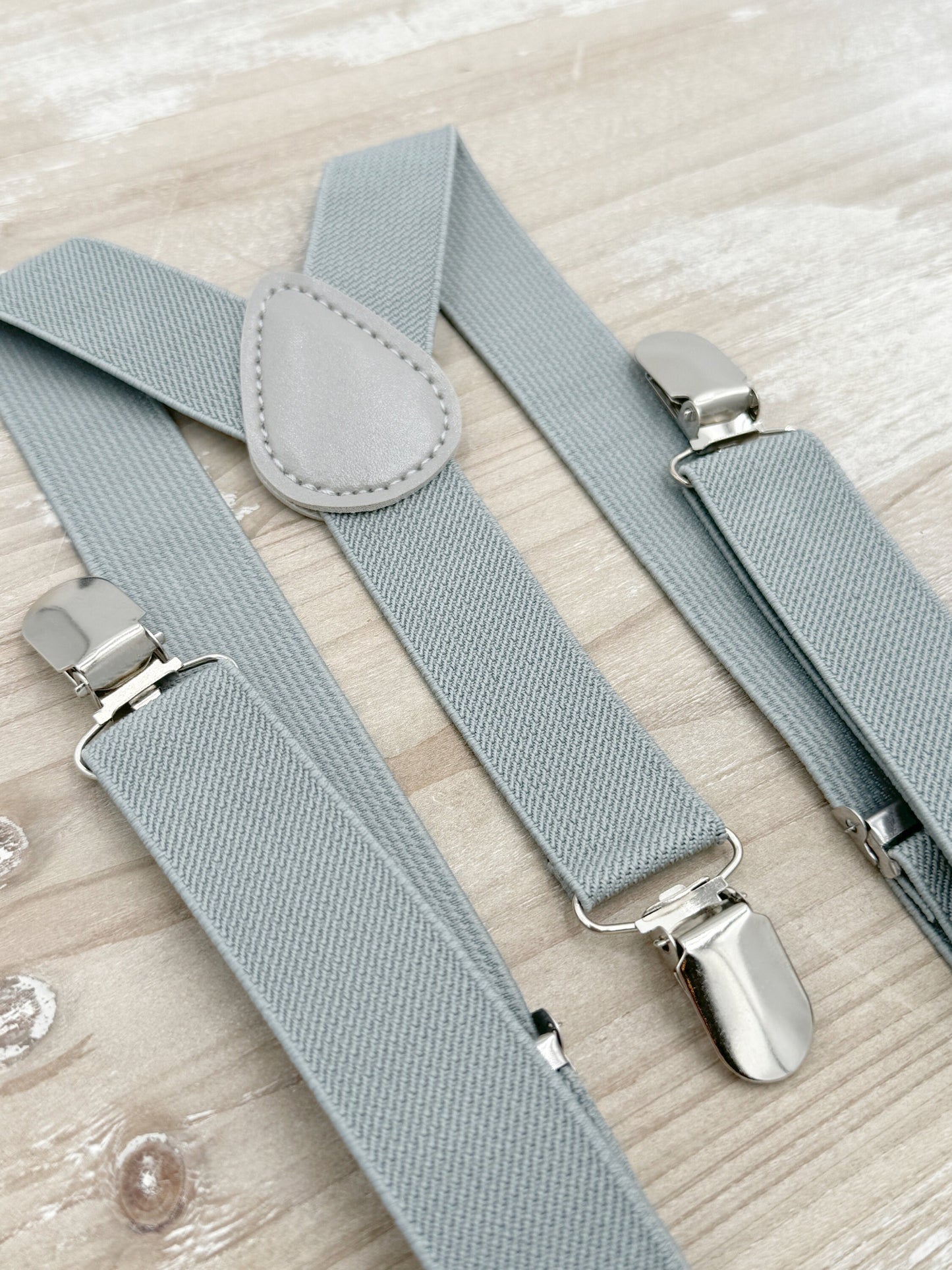 Eucalyptus Bow Tie & Suspenders – All Sizes for Men and Boys, Dusty Gray Suspenders, Pocket Square, Ring Bearer Gift, Rustic Wedding