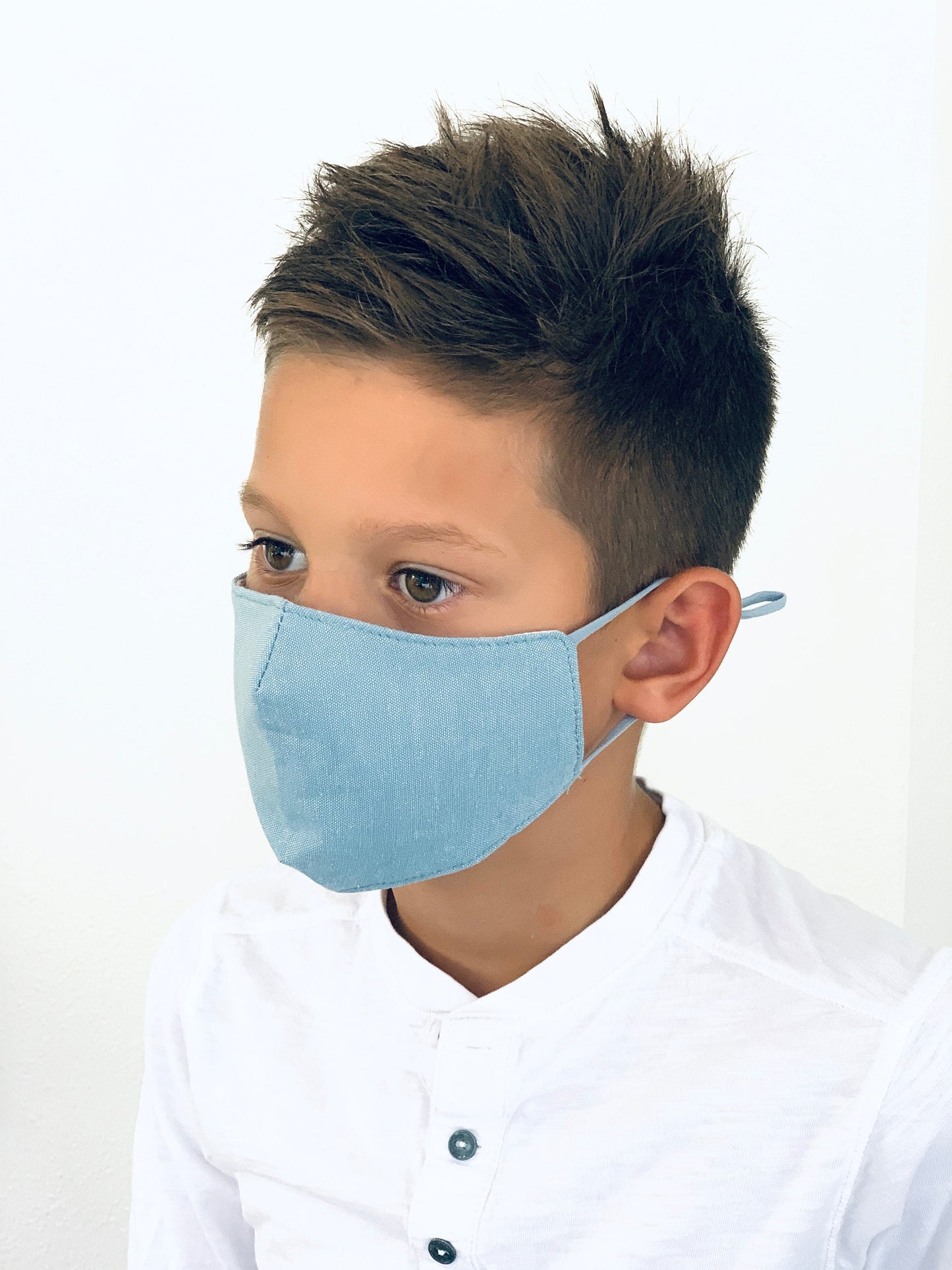 Kids Face Mask Reusable and Washable Cotton Fabric - Blue Children's School Mask for Babies.