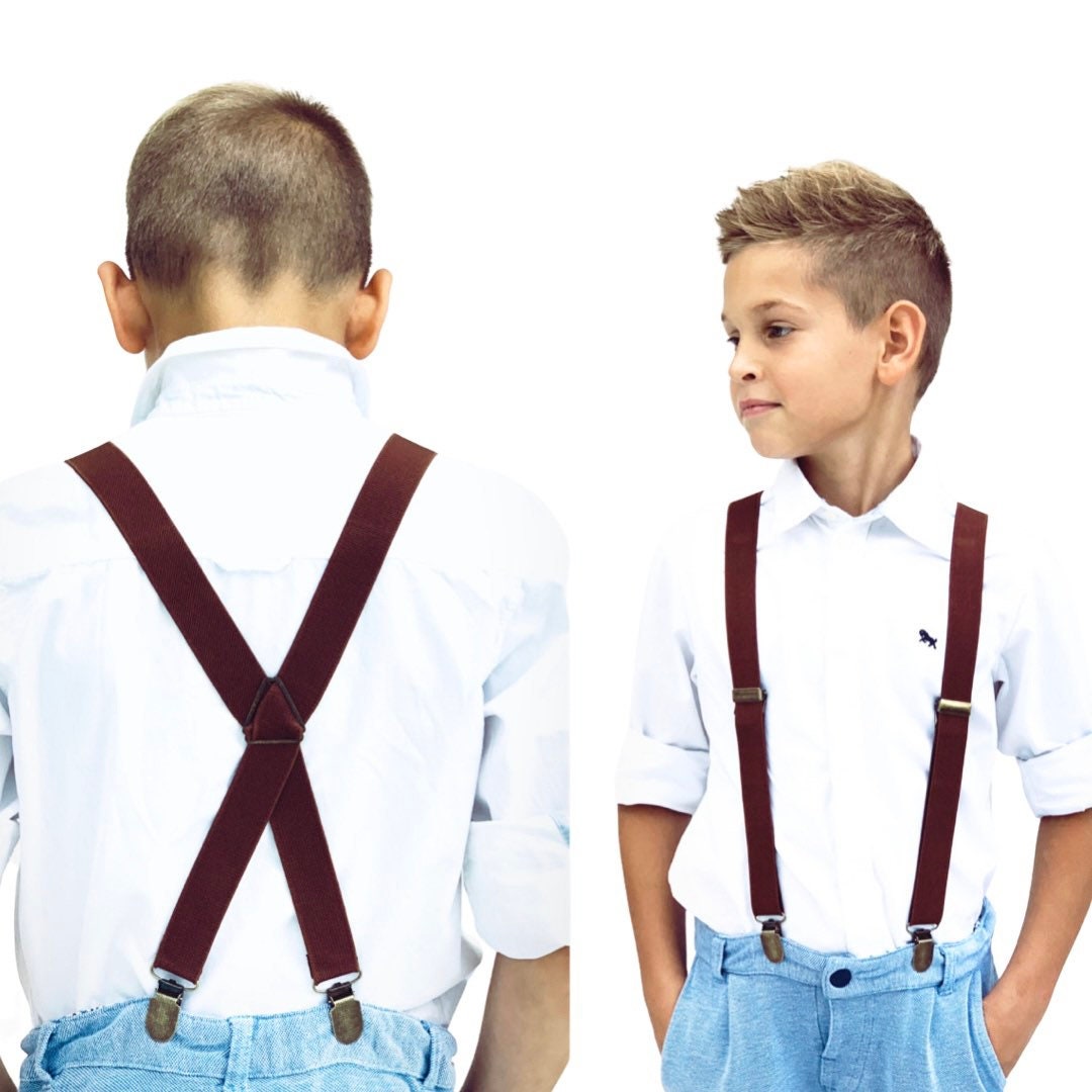 Brown Suspenders, X - Back Braces, Groomsmen Gift, Boho Rustic Wedding , Formal Wedding Party, Ring Bearer Outfit