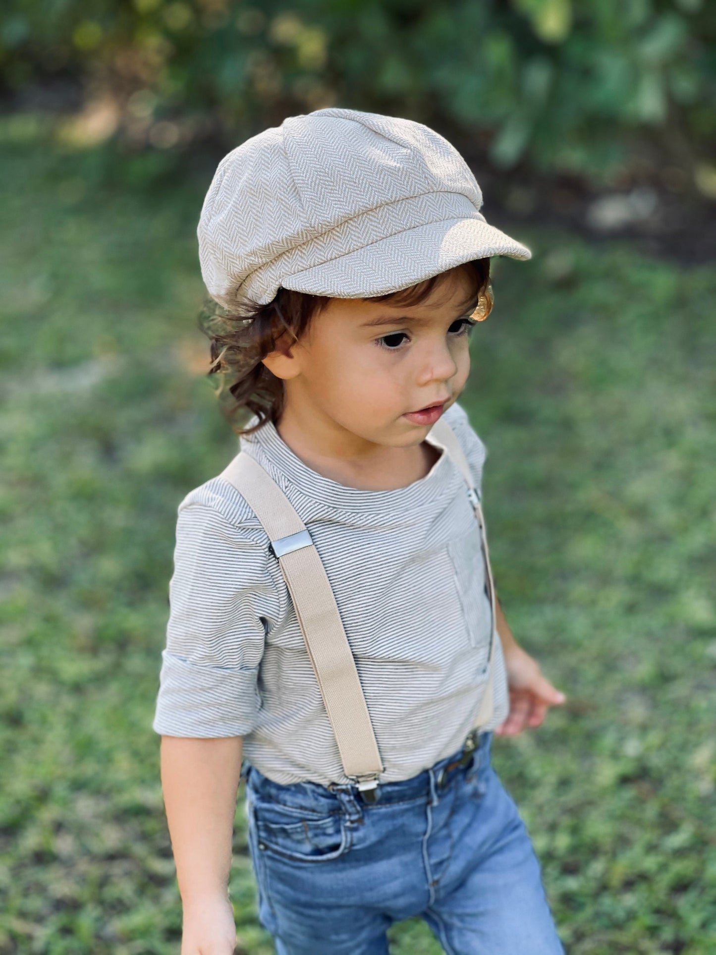 Dusty Blue Bow tie & Suspenders | Champagne Tan Braces | Pocket Square | Ring Bearer Outfit | Boho Rustic Wedding