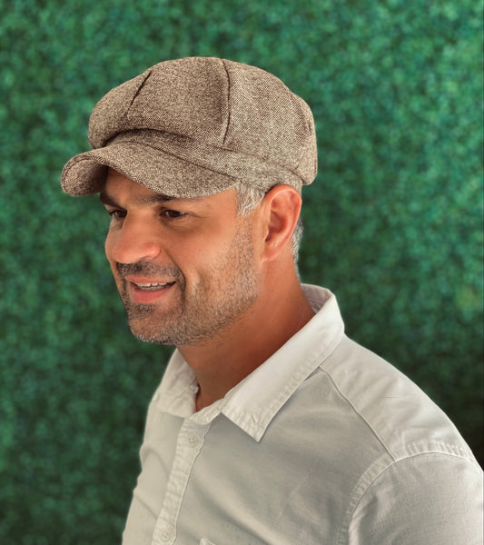 Taupe Brown Wool Newsboy Cap for Kids and Adults - Perfect for Weddings and Birthdays