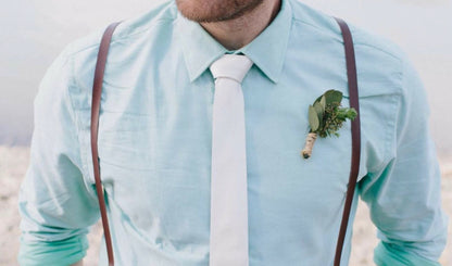 Champagne Tan Bow tie & Suspenders | Skinny Vegan Leather Braces | Pocket Square | Ring Bearer Outfit | Boho Rustic Wedding