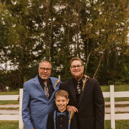 Dark Steel Blue Bow Tie & Suspenders – Ring Bearer Outfit, All Sizes Baby to Adult, Groomsman Gift, Pocket Square, Boho Wedding Set