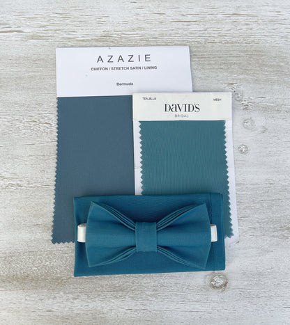 Teal Blue Bow tie & Suspenders | Light Gray Braces | Pocket Square | Ring Bearer Outfit | Boho Rustic Wedding