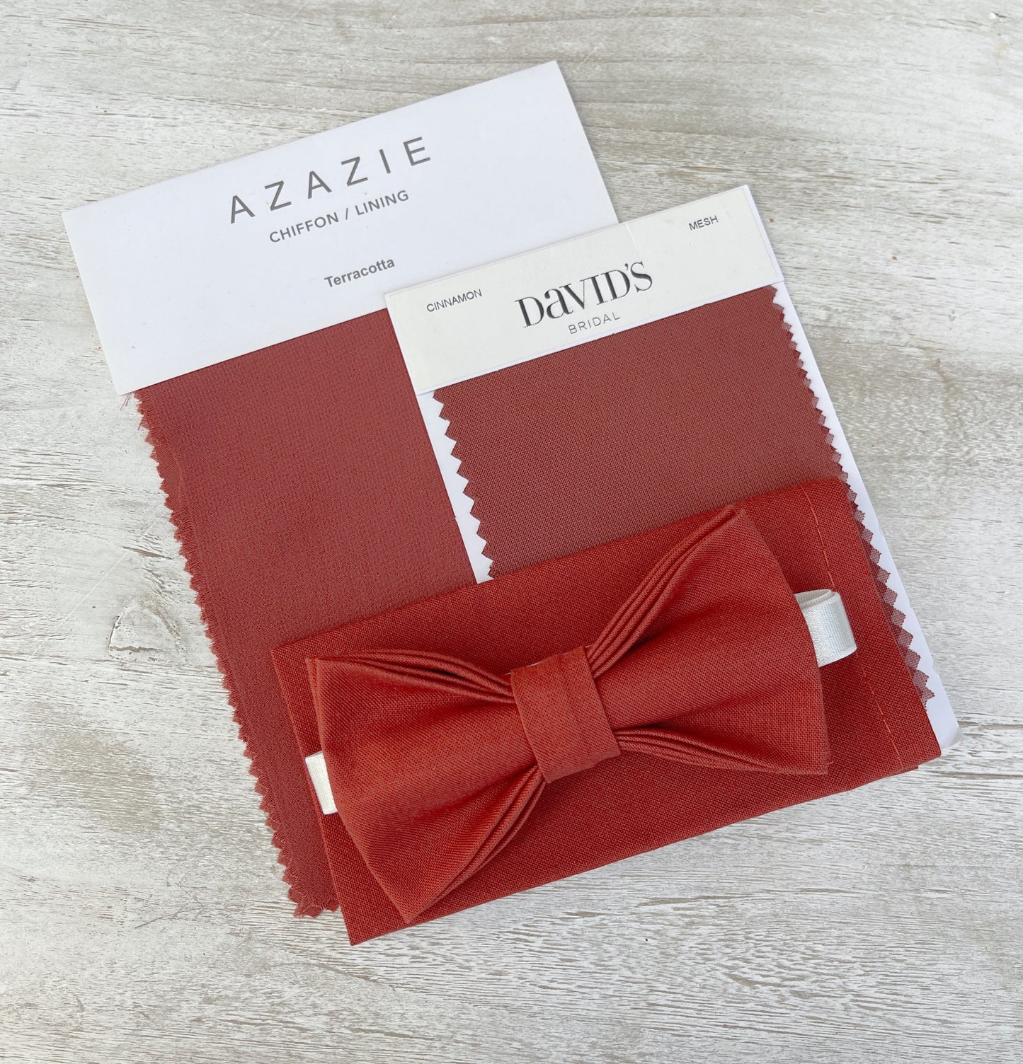 Terracotta Cinnamon Bow Tie | Leather Suspenders | Pocket Square Set - Men's Wedding Outfit