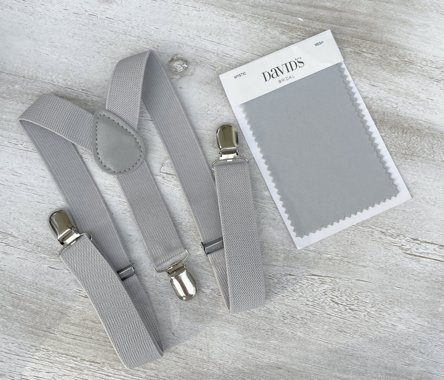 Light Gray Suspenders and Baby Pink Bow Tie Set with Men's Pocket Square - Perfect Groomsmen Gift and Wedding Groom Outfit Accessory