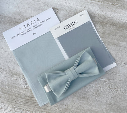 Mist Bow tie & Suspenders, Light Gray Braces, Sky blue Bow, Dusty Blue Bowtie, Pocket Square, Ring Bearer Outfit, Boho Rustic Wedding