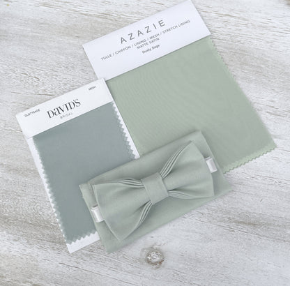 Dusty Sage Bow tie & Suspenders | Gray Braces | Pocket Square | Ring Bearer Outfit | Boho Wedding Set