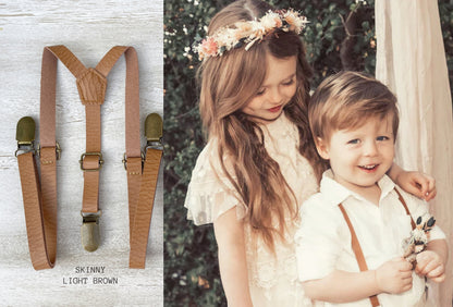 Buttercup Bow Tie & Suspenders – All Sizes for Boys and Men, Skinny Leather Braces, Canary Yellow Bow, Pocket Square, Groomsman Wedding Set