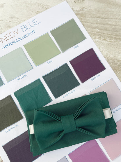 Pine Bow tie & Suspenders | Juniper Green Braces | Gem Bow | Pocket Square | Ring Bearer Outfit | Boho Rustic Wedding