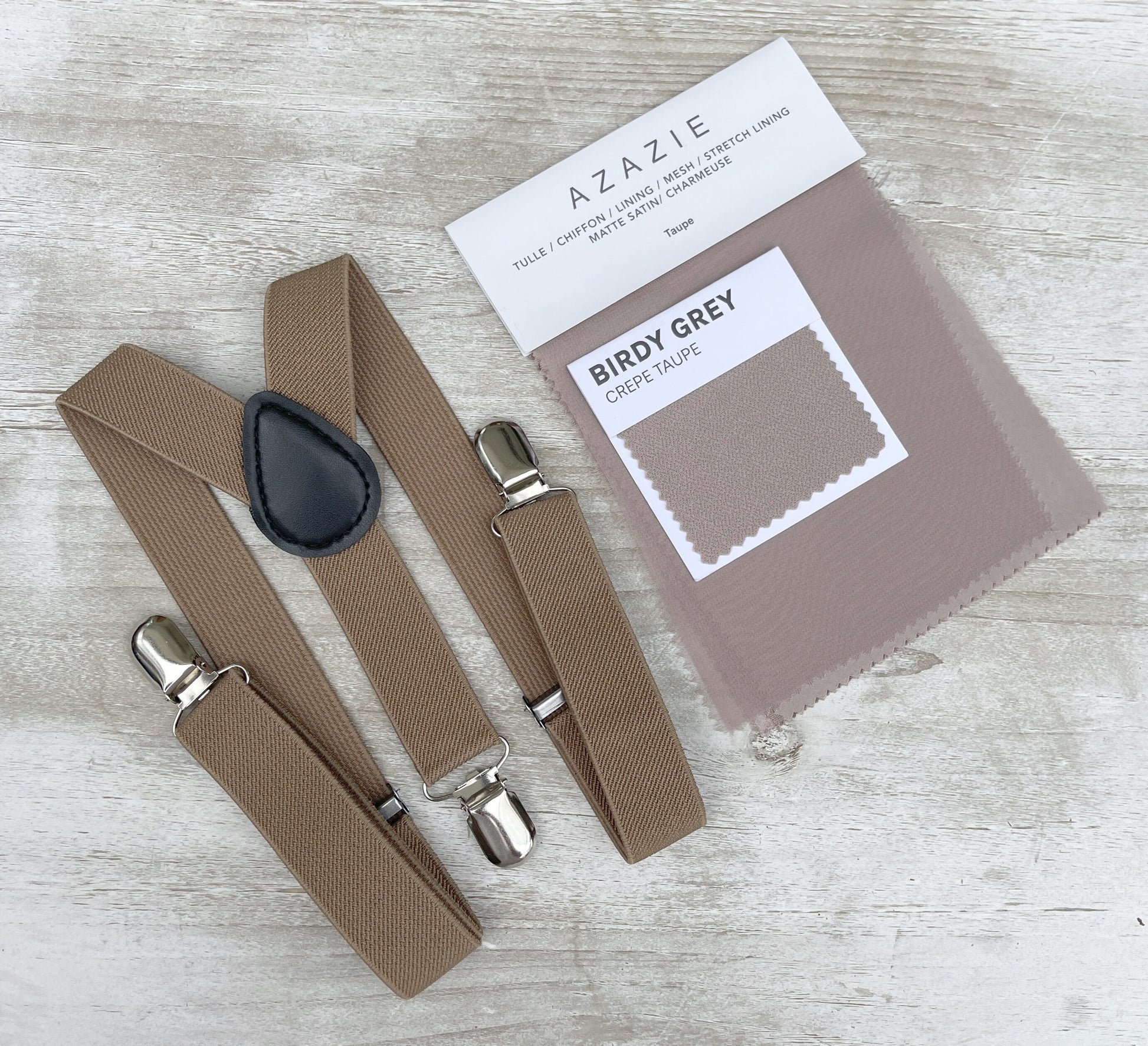 Taupe Bow tie & Suspenders | Pocket Square | Ring Bearer Outfit | Boho Rustic Wedding