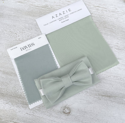 Dusty Sage Bow tie & Suspenders | Champagne Tan Braces | Pocket Square | Ring Bearer Outfit | Boho Wedding Set