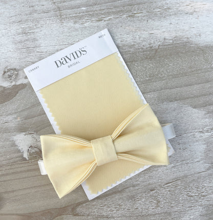 Buttercup Bow Tie & Suspenders – All Sizes for Boys and Men, Leather Braces, Yellow Bow, Pocket Square, Ring Bearer, Rustic Wedding Set