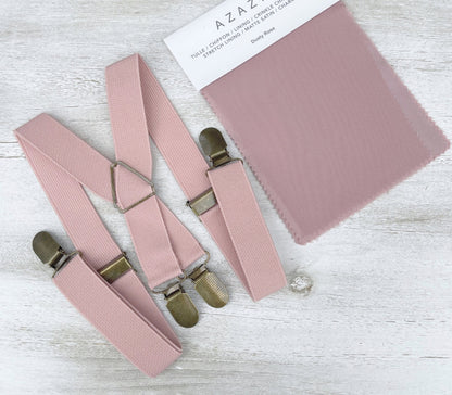 Blush Bow tie & Suspenders, Dusty Pink X - Back Braces, Petal Bow Tie, Blushing Bow, Pocket Square, Ring Bearer Outfit, Boho Wedding