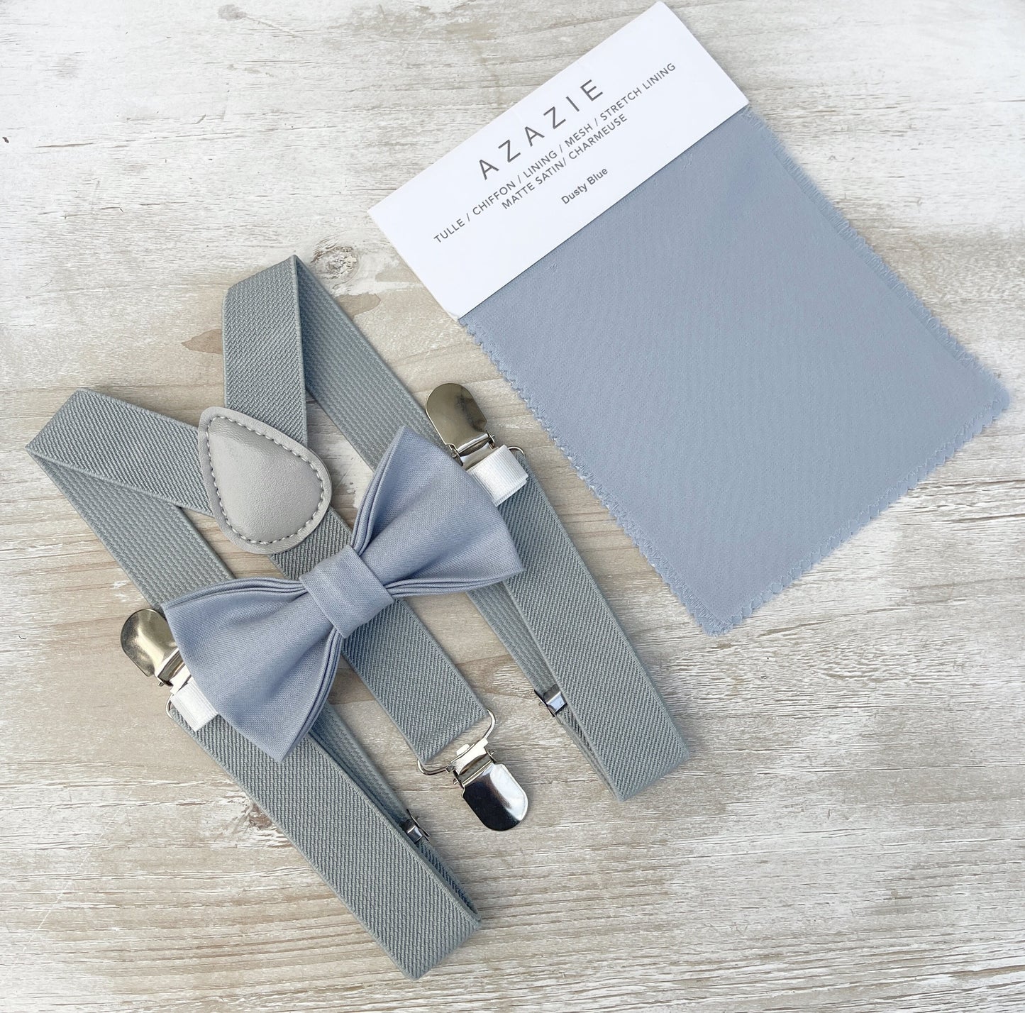 Dusty Blue Bow tie & Suspenders | Dusty Gray Braces | Pocket Square | Ring Bearer Outfit | Boho Rustic Wedding