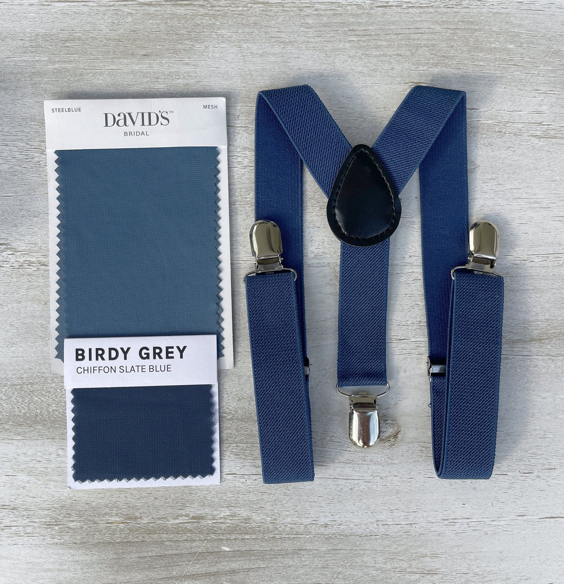 Dark Steel Blue Bow Tie & Suspenders – Ring Bearer Outfit, All Sizes Baby to Adult, Groomsman Gift, Pocket Square, Boho Wedding Set