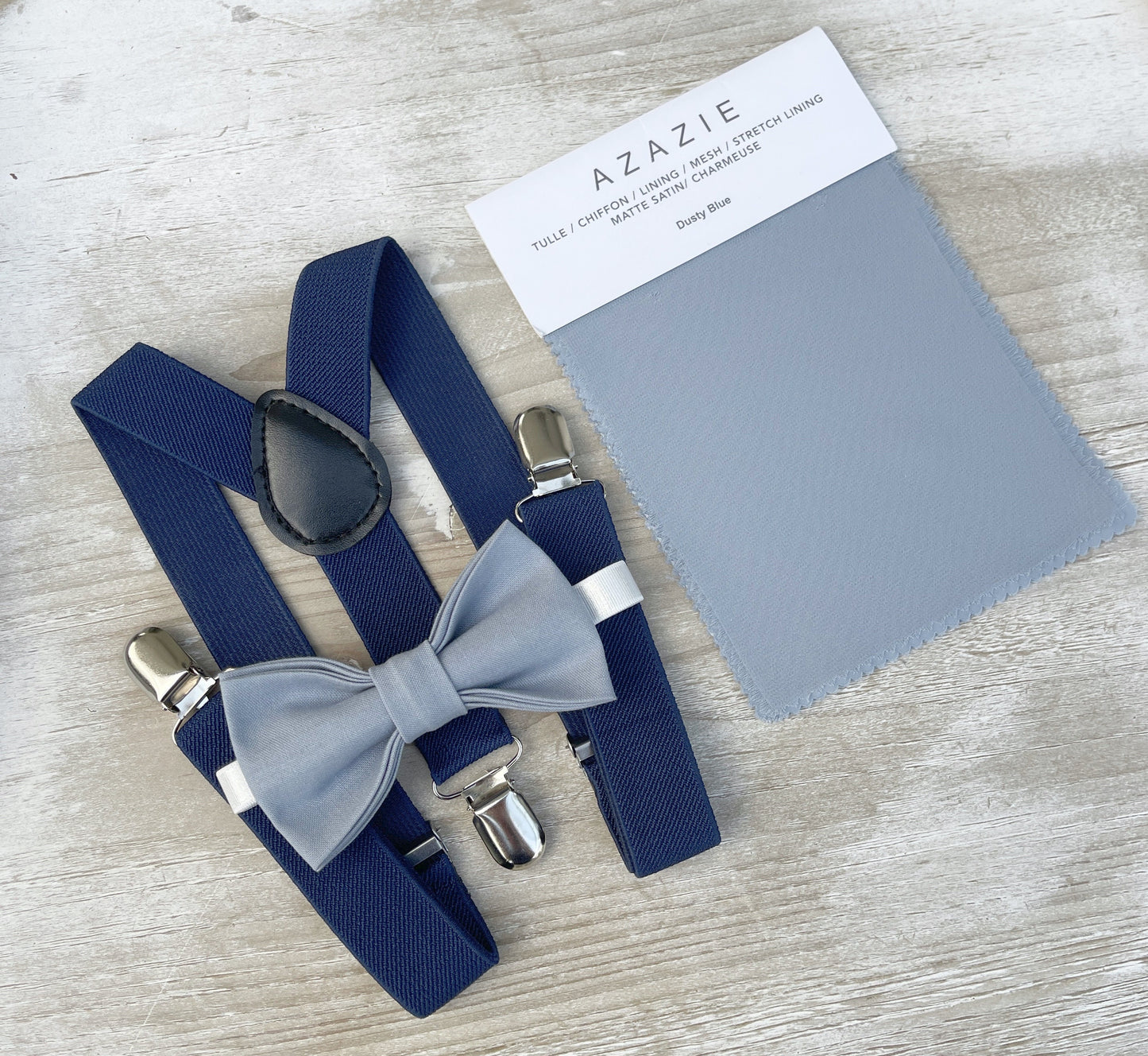Dusty Blue Bow tie & Suspenders | Navy Blue Braces | Pocket Square | Ring Bearer Outfit | Boho Rustic Wedding