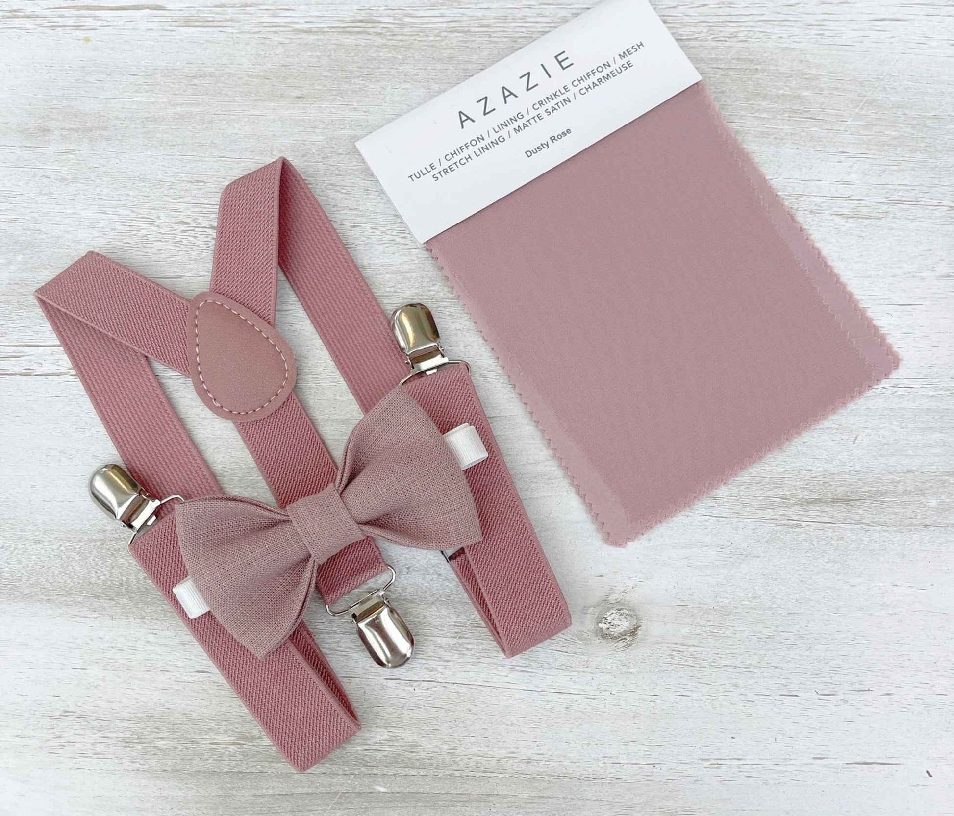 Dusty Rose Linen Bow tie & Suspenders | Mauve Braces | Groomsman Gift | Ring Bearer Outfit | Boho Rustic Wedding