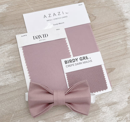 Dusty Mauve Bow tie & Gray Suspenders | Quartz Bowtie | Pocket Square | Ring Bearer Outfit | Boho Rustic Wedding