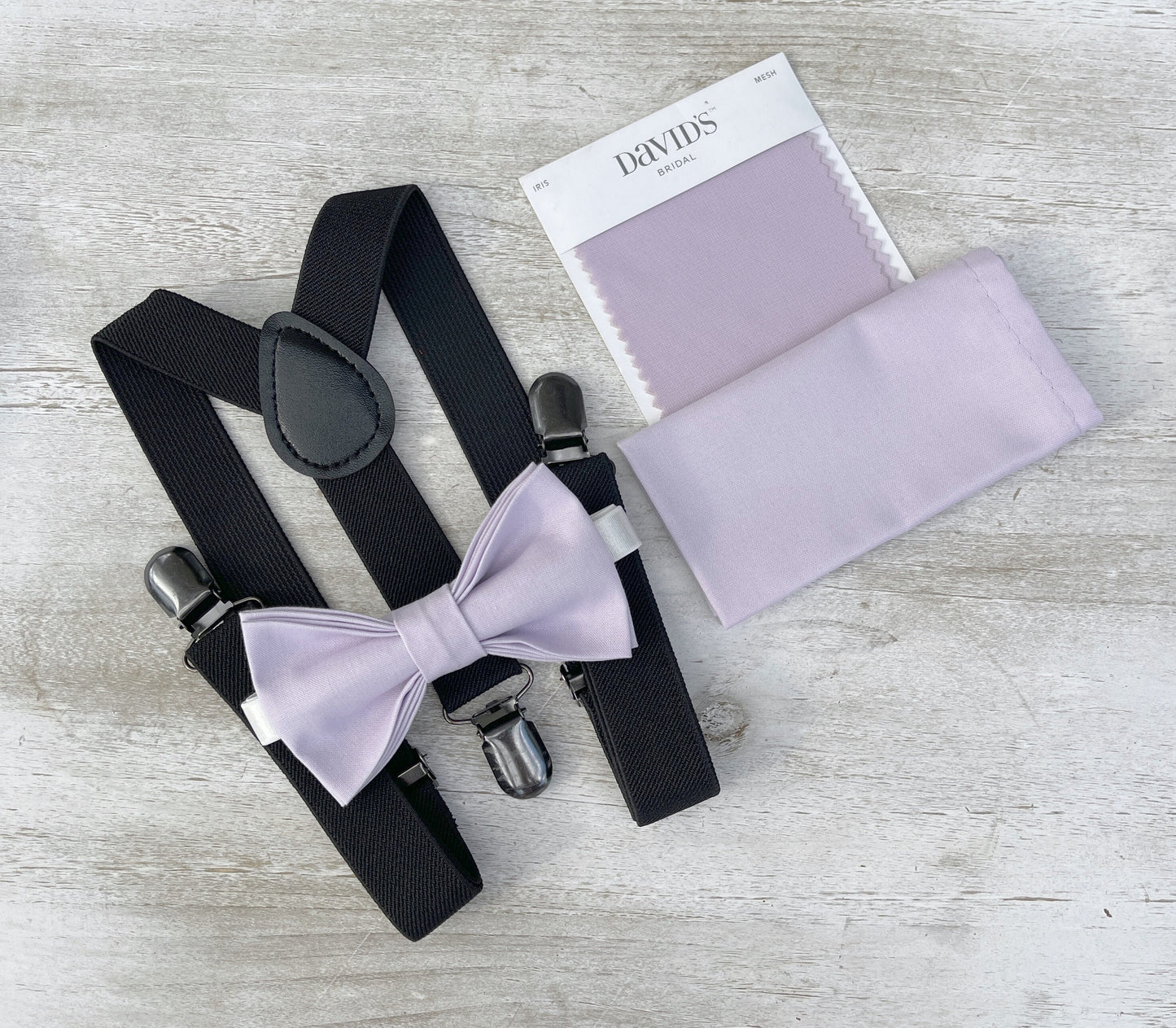 Iris Bow tie & Suspenders | Black Braces | Pocket Square | Ring Bearer Outfit | Boho Rustic Wedding