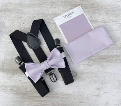 Iris Bow tie & Suspenders | Black Braces | Pocket Square | Ring Bearer Outfit | Boho Rustic Wedding
