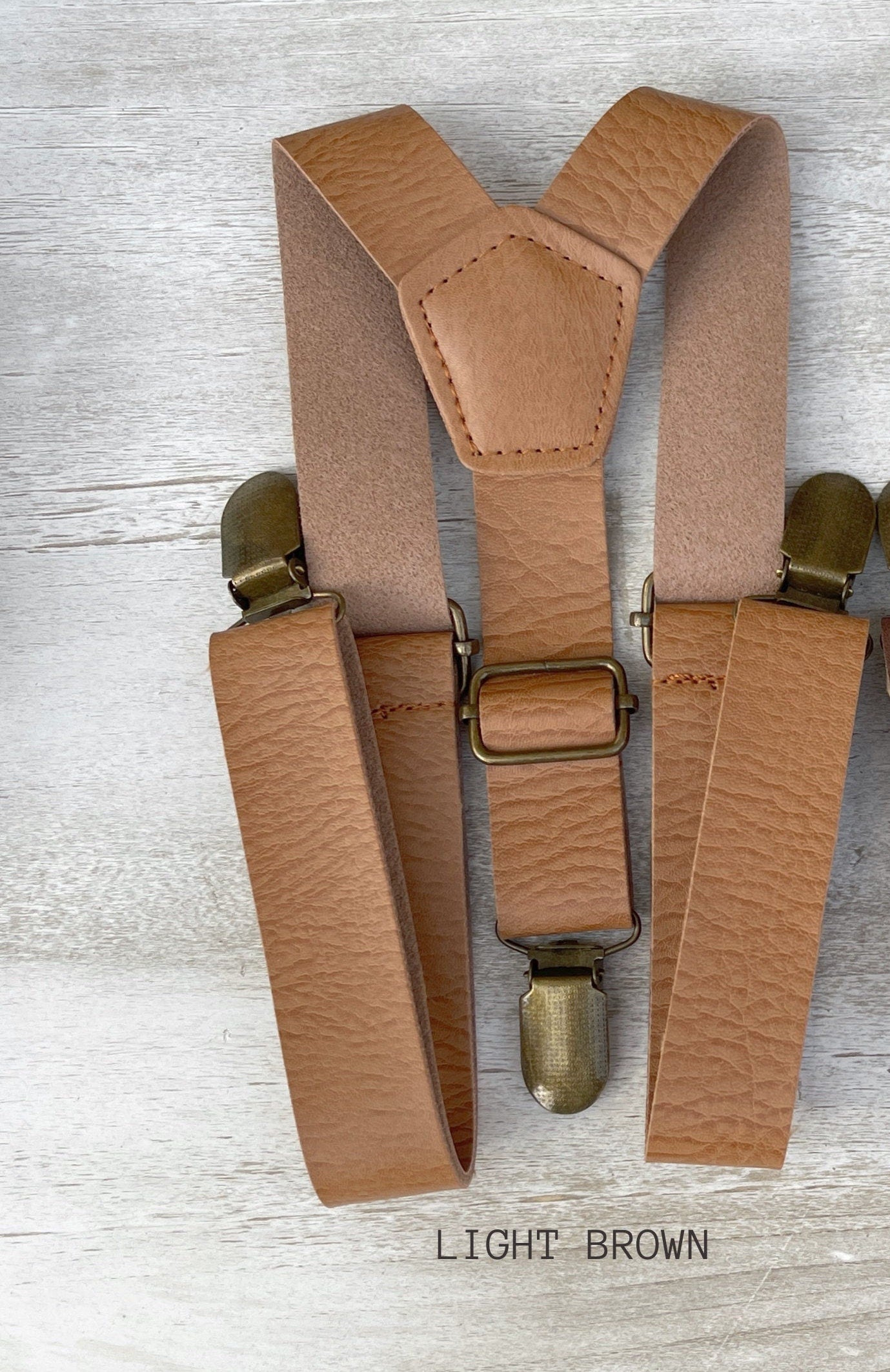 Burnt Orange Bow Tie & Leather Suspenders , Light Brown braces , Boy's Ring Bearer gift , Groomsmen Wedding outfit