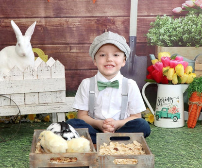Light Gray Newsboy Hat | Tweed Applejack Cap | Ivy Flat Hat | Suspenders - Boys Ring Bearer Outfit | Men's Wedding Set | Newborn Photo Prop