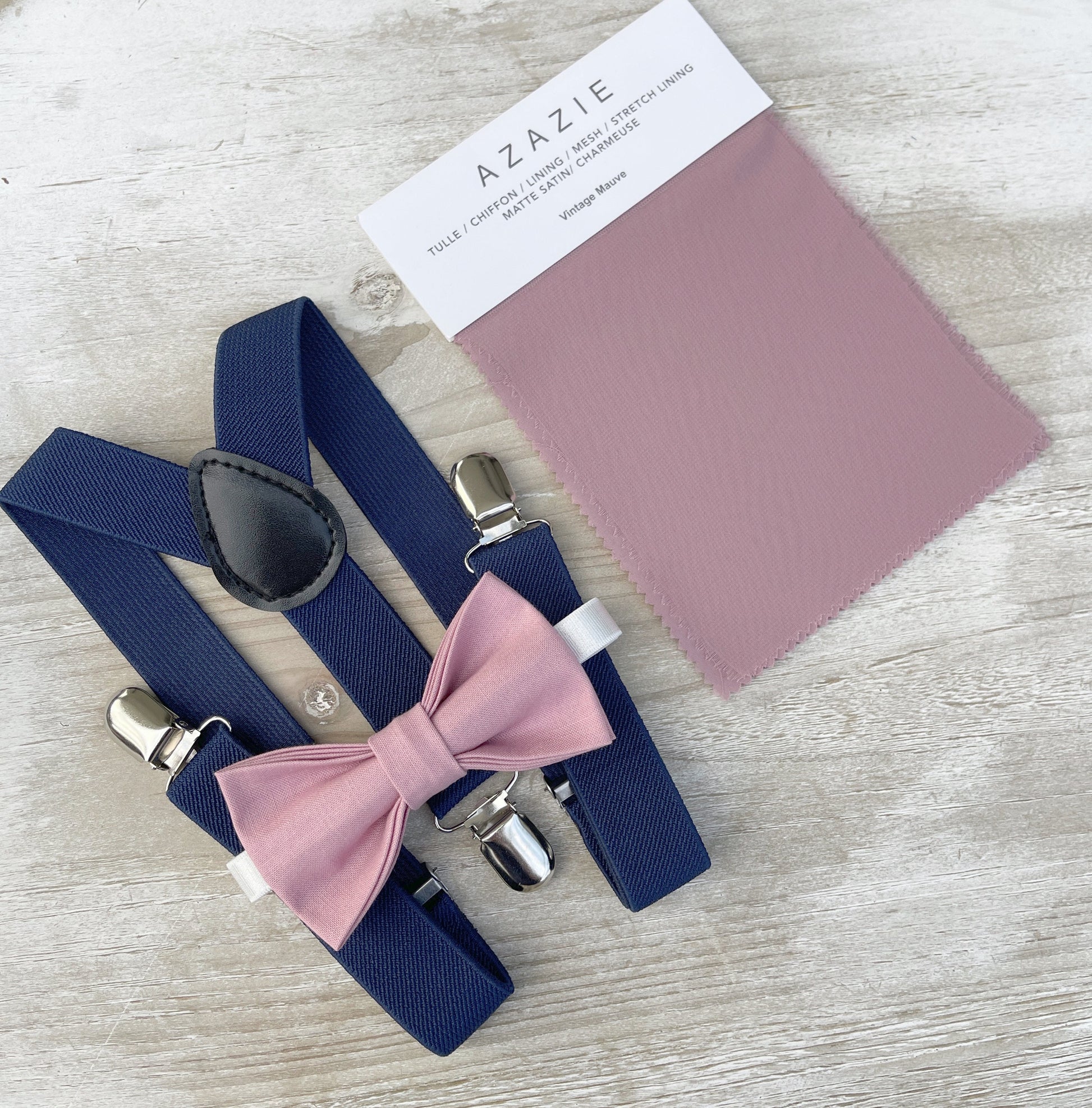 Vintage Mauve Bow tie & Suspenders | Navy Blue Braces | Quartz Bow | Pocket Square | Ring Bearer Outfit | Boho Rustic Wedding