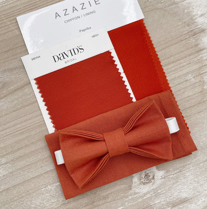 Paprika Bow tie & Suspenders | Navy Blue Braces | Sienna Bow | Pocket Square | Ring Bearer Outfit | Boho Rustic Wedding
