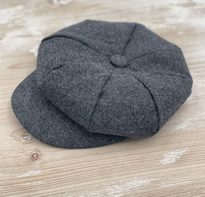 Tweed Newsboy Cap | Gray Applejack Hat | Suspenders | Charcoal Bow Tie | Ring Bearer Outfit | Cake Smash Outfit | Page Boy Cap | Wedding Set