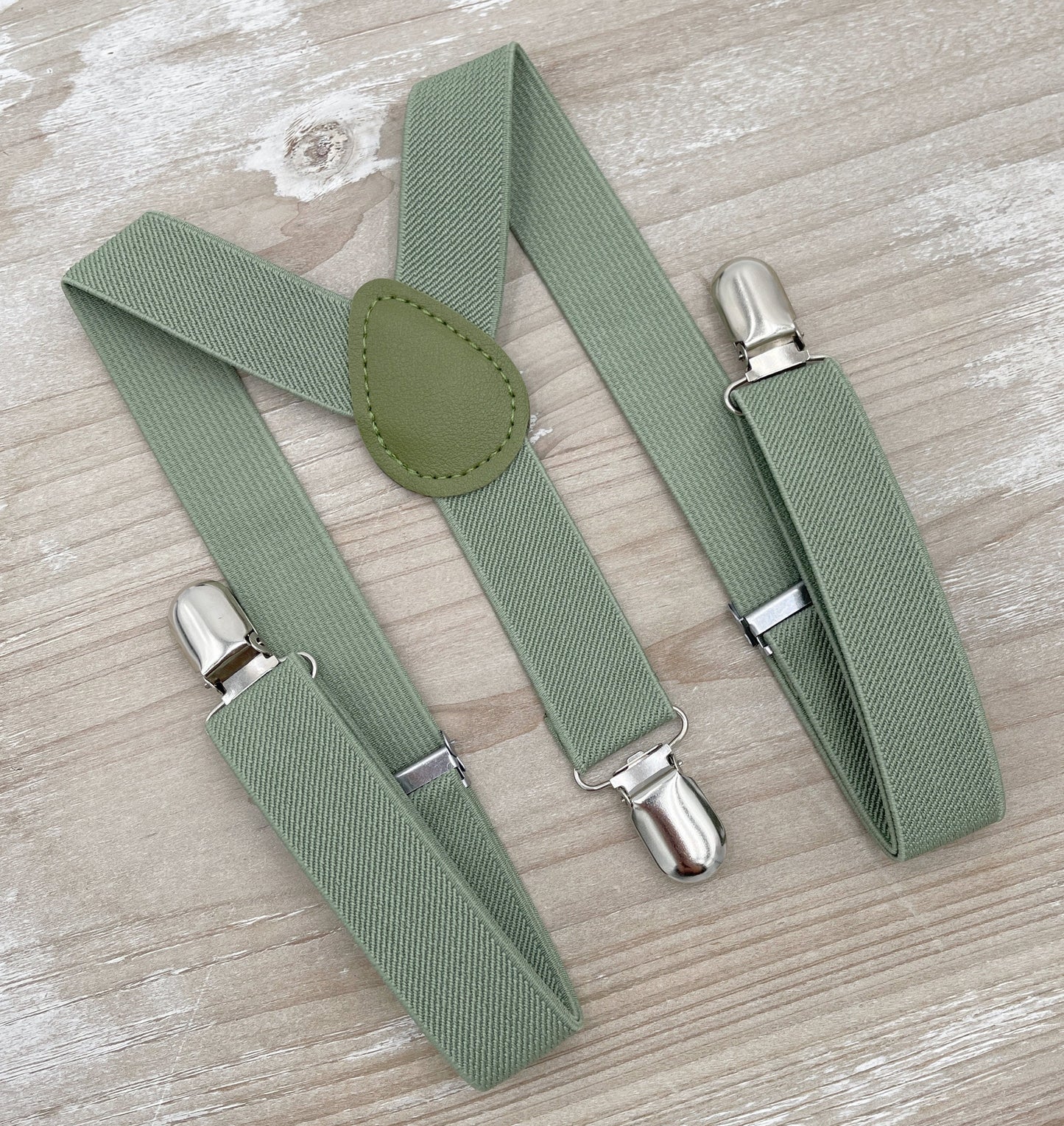 Moss Suspenders, Groomsmen Gift, Green Ring Bearer Braces, Boho Rustic Wedding, Formal Wedding Party, Ring Bearer Outfit