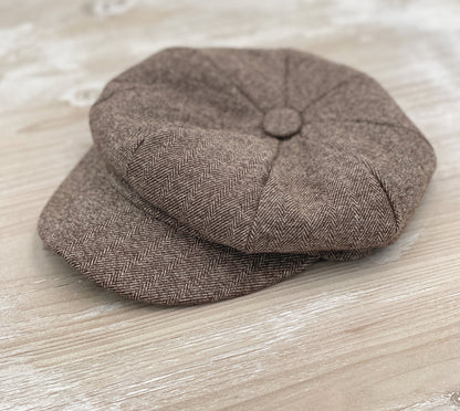Taupe Brown Newsboy Cap for Men - Groomsmen Outfit | Wedding Ring Bearer Gift | Vintage Style