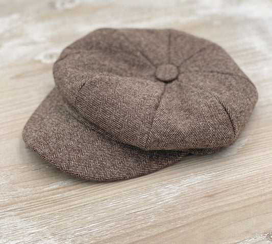 Taupe Brown Newsboy Cap for Men - Groomsmen Outfit | Wedding Ring Bearer Gift | Vintage Style
