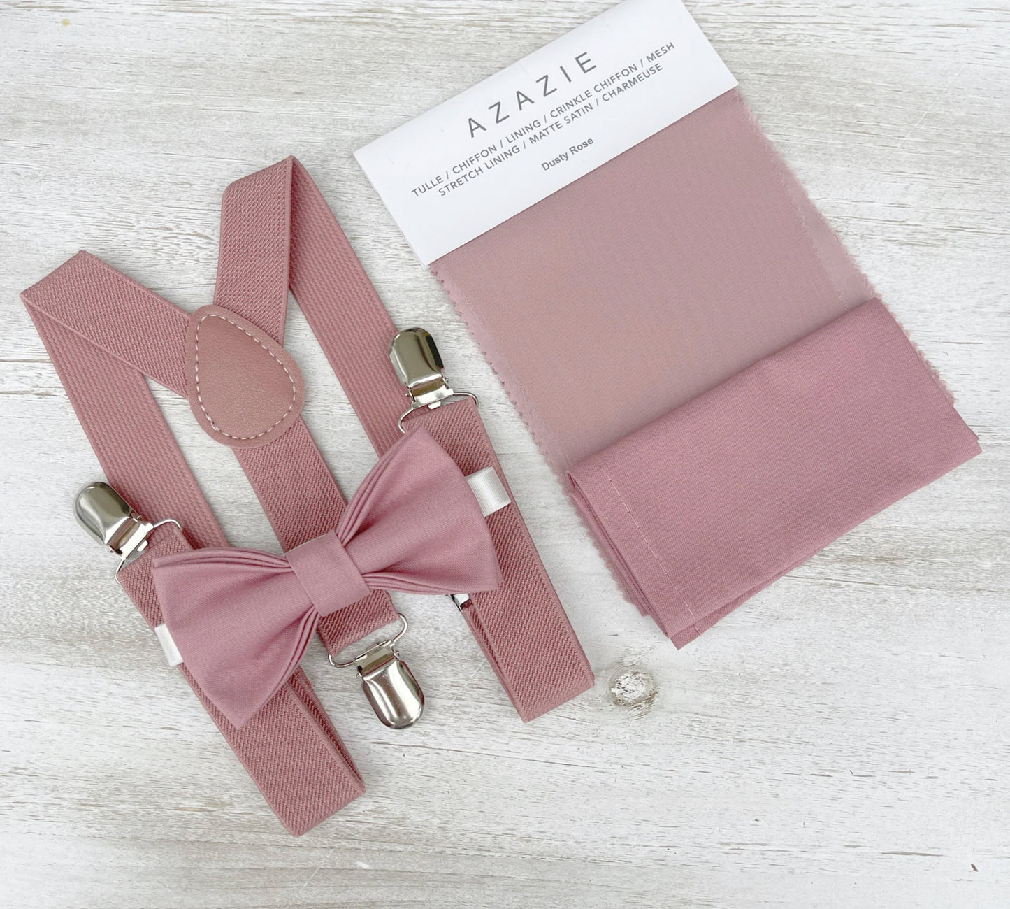 Dusty Rose Bow Tie and Suspenders Set – All Sizes for Men and Boys, Pocket Square, Ring Bearer Outfit, Groomsman Gift, Boho Barn Wedding