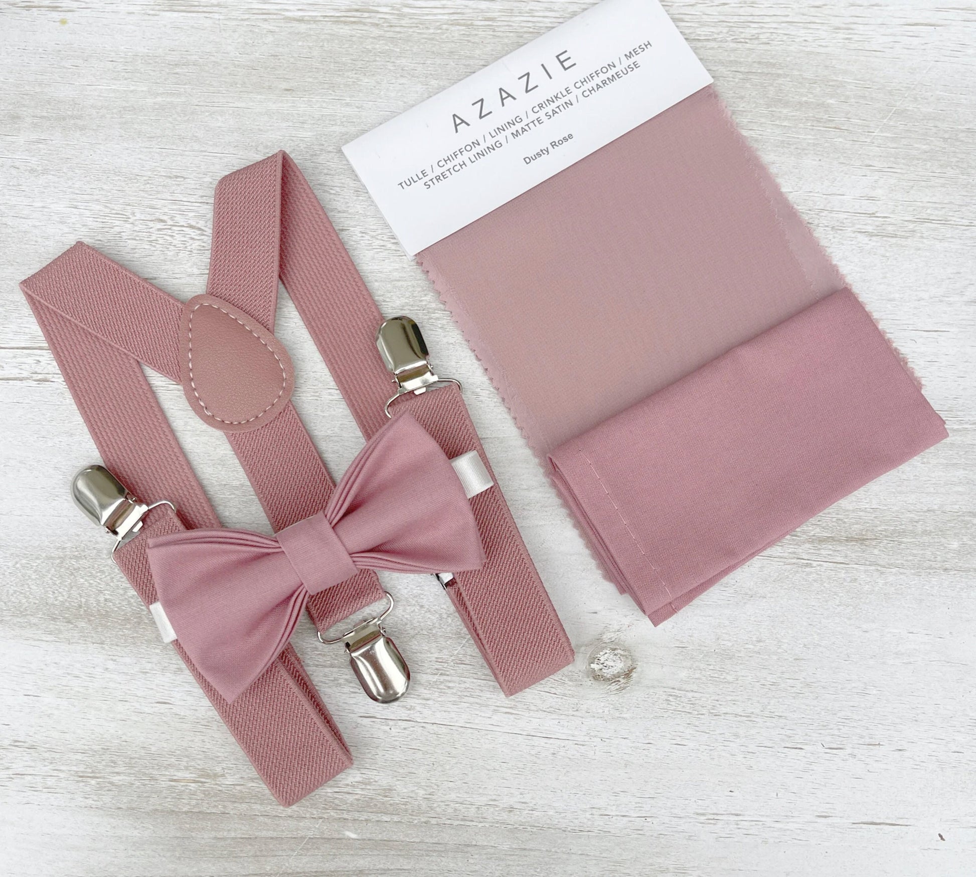 Dusty Rose Bow Tie and Suspenders Set – All Sizes for Men and Boys, Pocket Square, Ring Bearer Outfit, Groomsman Gift, Boho Barn Wedding