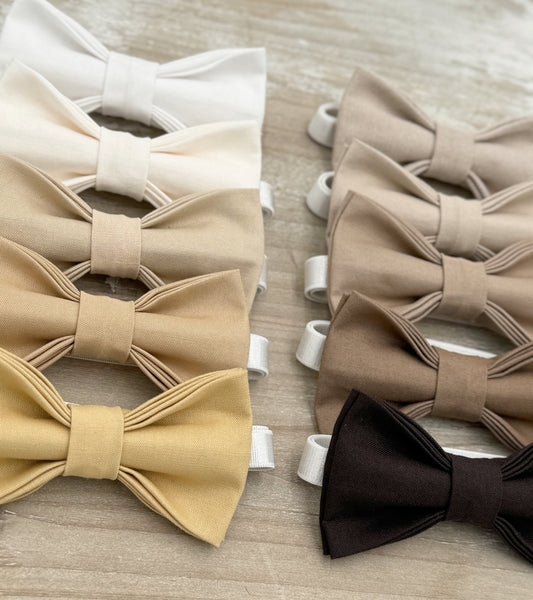 Taupe Biscotti Bow Tie Set for Men and Boys - Perfect Wedding Party Gift and Groomsmen Ring Bearer Outfit