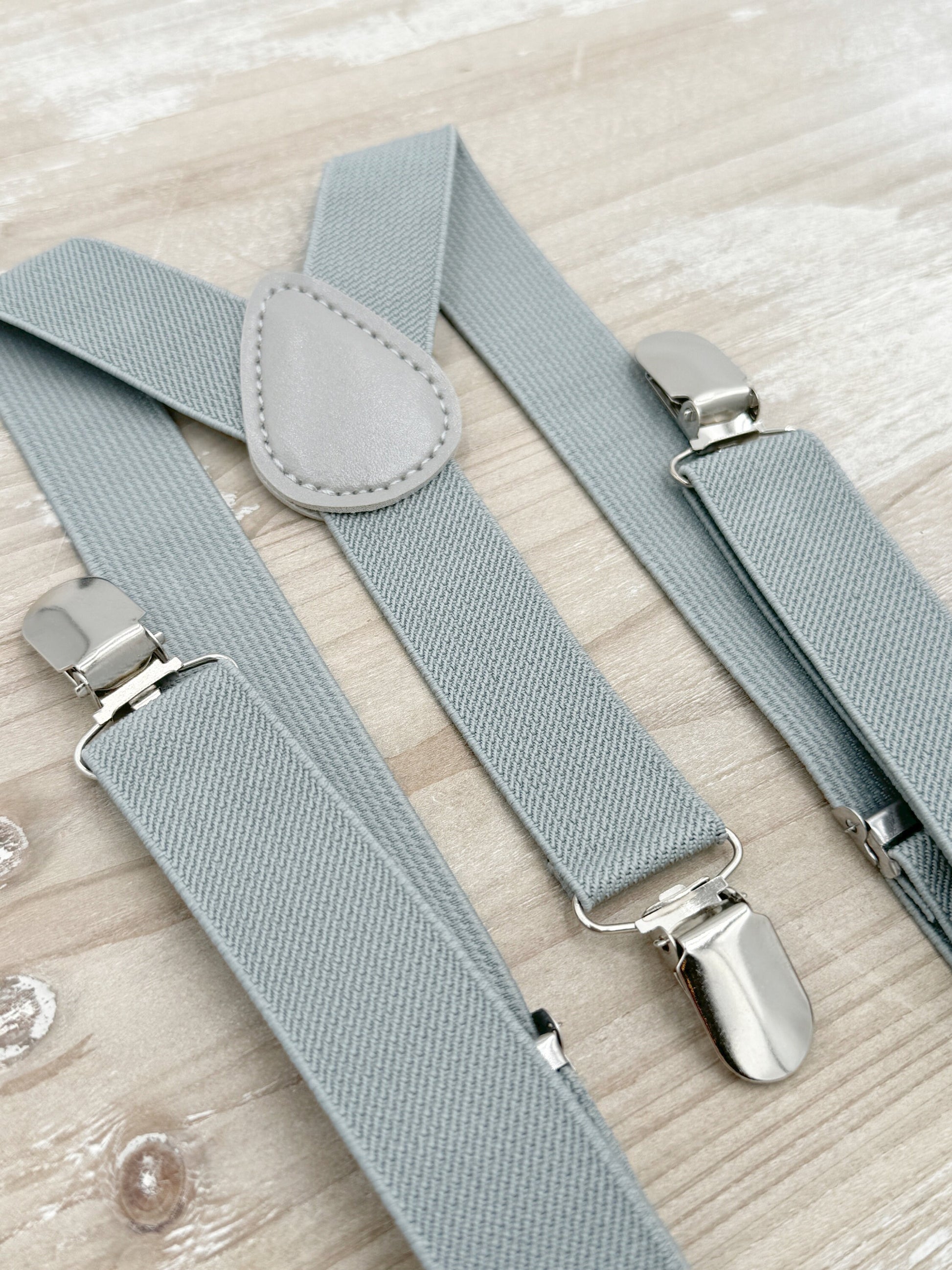Eucalyptus Bow Tie & Suspenders – All Sizes for Men and Boys, Dusty Gray Suspenders, Pocket Square, Ring Bearer Gift, Rustic Wedding