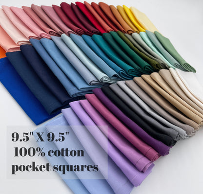 Cotton Pocket Square, Wedding Handkerchief, Groomsman Pocket Square, Solid Color Pocket Square, Mens Hanky, Groom Outfit