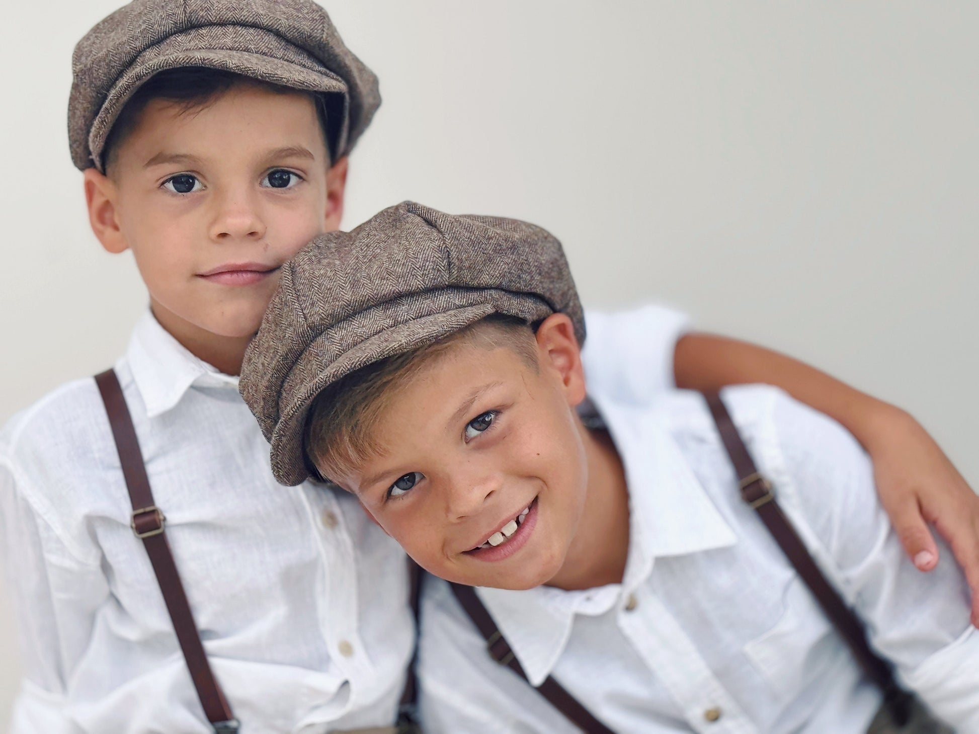 Tweed Newsboy Cap | Skinny Leather Suspenders | Paprika Bow Tie | Sienna Bow | Ring Bearer Outfit | Cake Smash Outfit | Wedding Set
