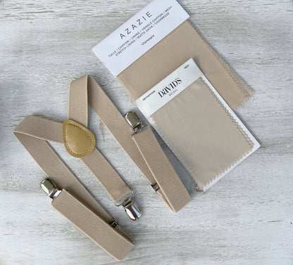 Pistachio Bow tie & Suspenders | Champagne Tan Braces | Pocket Square | Ring Bearer Outfit | Boho Rustic Wedding | Groomsman Gift