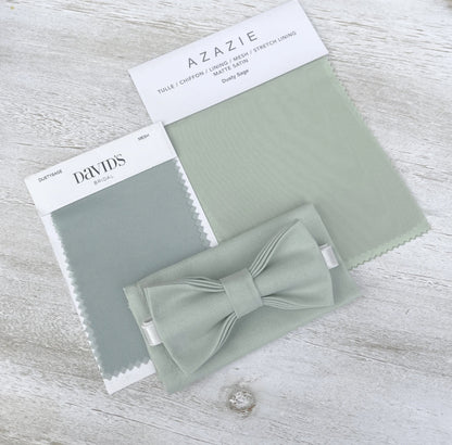 Dusty Sage Bow tie & Suspenders | Dusty Gray Braces | Pocket Square | Ring Bearer Outfit | Boho Rustic Wedding | Groomsman Gift