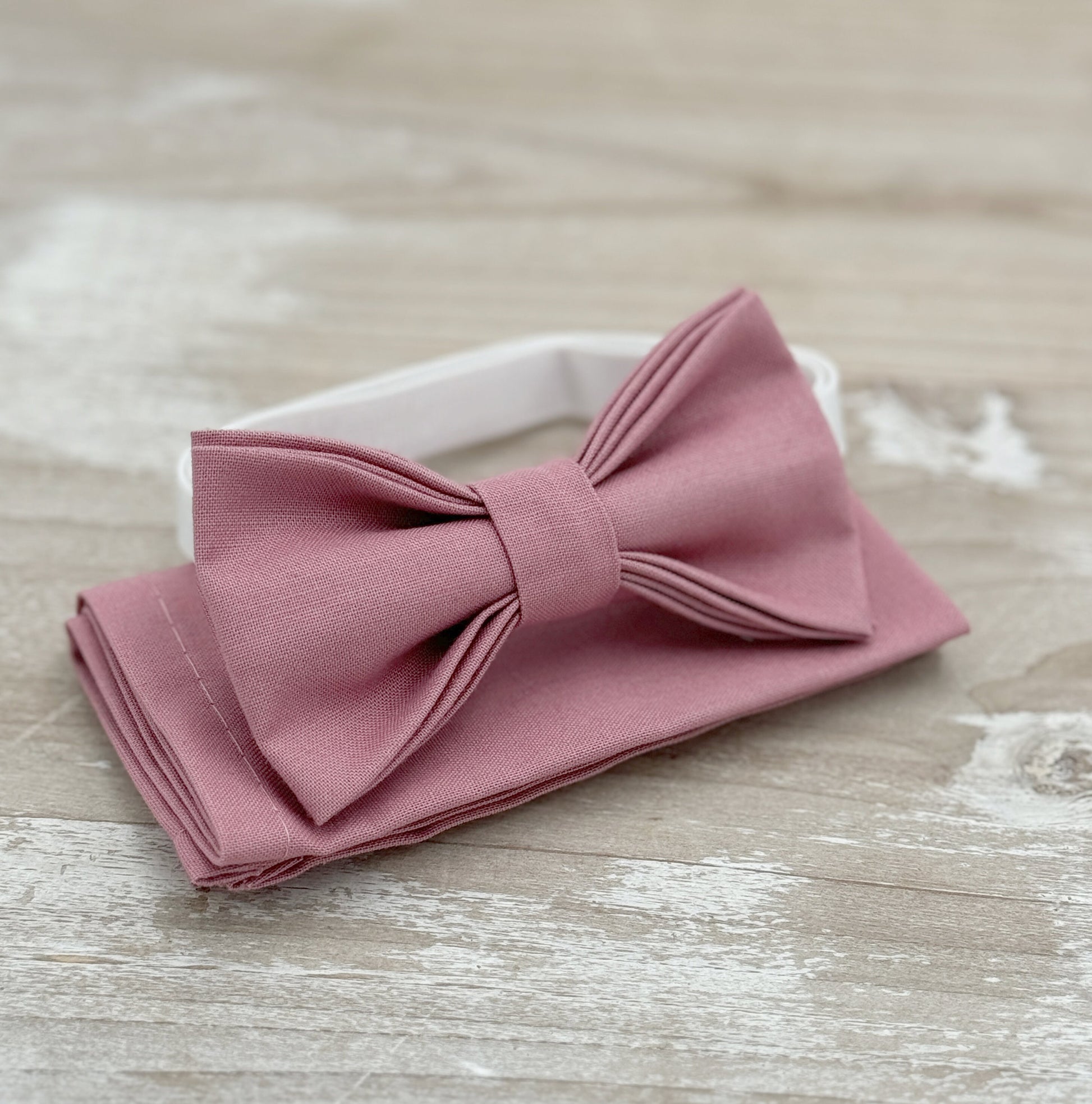 Dusty Rose Bow Tie & Suspenders – All Sizes for Men and Boys, Champagne Braces, Pocket Square, Ring Bearer, Groomsman Gift, Barn Wedding
