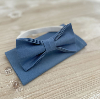 Dark Steel Bow tie & Suspenders | Gray Braces | Twilight Blue Bow | Pocket Square | Ring Bearer Outfit | Boho Rustic Wedding